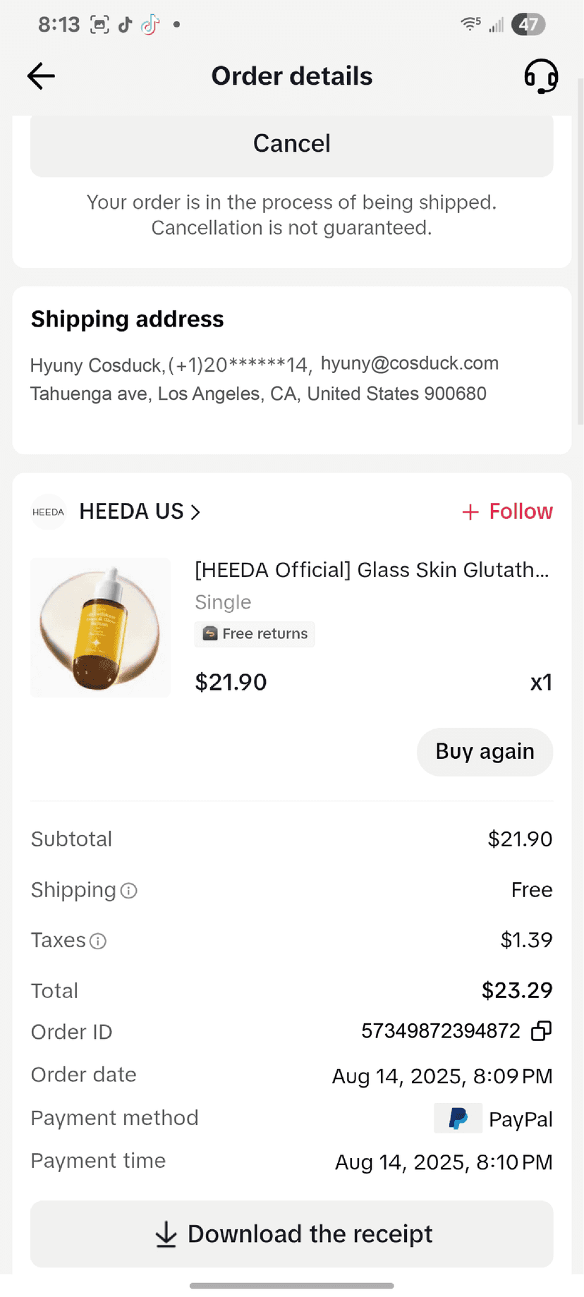 Receipt Example 1